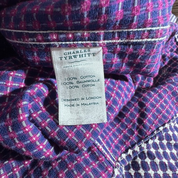 Charles Tyrwhitt Extra Fit Non Iron Dress Shirt Size 17/34 Blue Long Sleeve - Picture 6 of 8